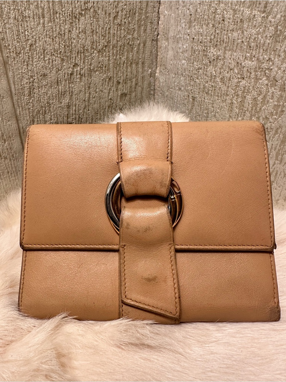 Cartier Beige Leather Wallet with Ring Accent- REHAB ME